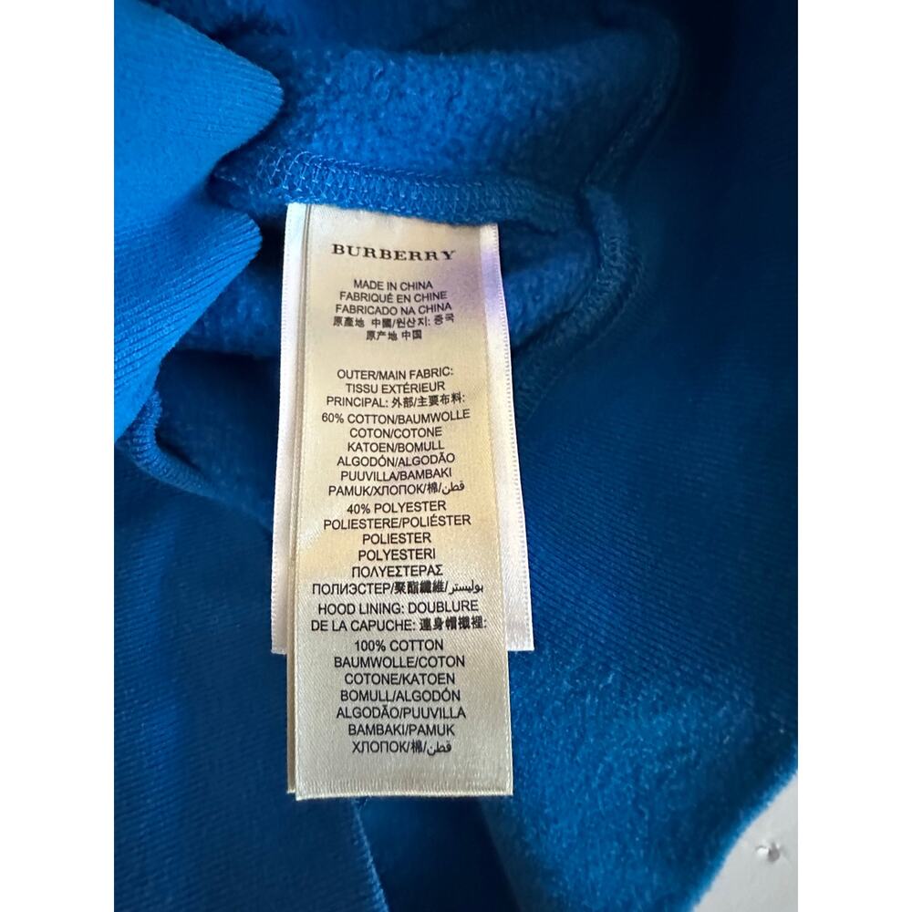 Burberry Brit Blue Zip Hoodie SP Quiet Luxury Designer Athleisure Check Lined - Picture 10 of 11